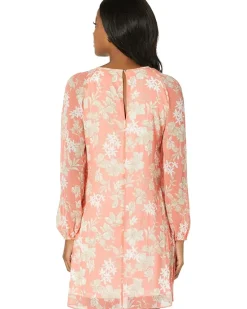 Long Sleeve Sussex Floral Chiffon Trapeze