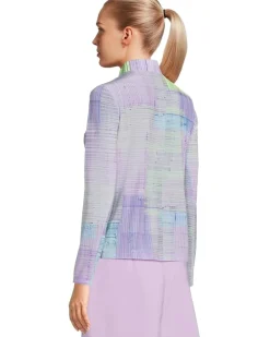 Long Sleeve Tartan Print Sunsense 1/4 Zip Top