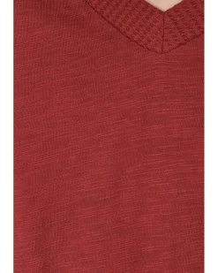 Long Sleeve Waffle Mix V-Neck Top