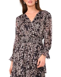 Long Sleeved V-Neck Maxi with Tiered Skirt