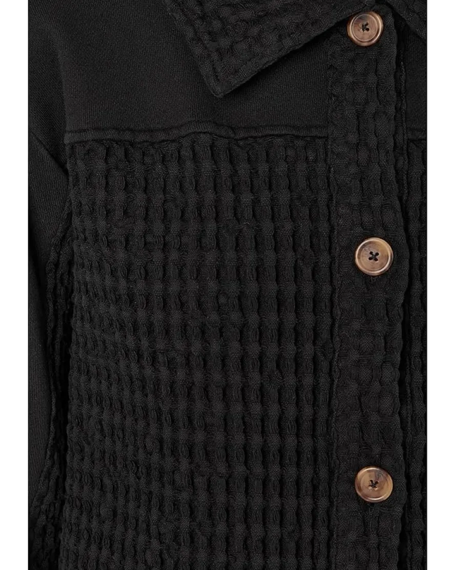 Long Sleeves Mix Media Oversized Shacket