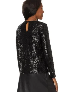 Long Slv Sequin Crew Neck 060