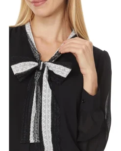 L/S Blouse W/ Bow Tie Collar 060