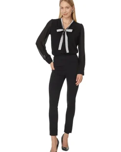 L/S Blouse W/ Bow Tie Collar 060