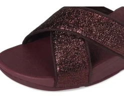 Lulu Crinkled-shimmer Cross Slides