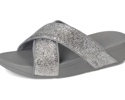 Lulu Crinkled-shimmer Cross Slides