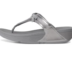 Lulu Glitz-bow Leather Toe-post Sandals