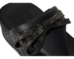 Lulu Glitz-bow Leather Toe-post Sandals