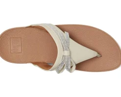 Lulu Glitz-bow Leather Toe-post Sandals