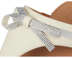 Lulu Glitz-bow Leather Toe-post Sandals