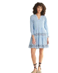Maddy Popover Dress - Azure Stripes