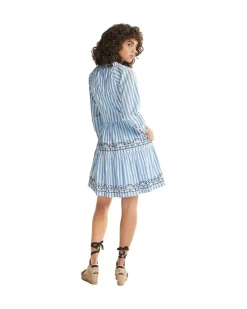 Maddy Popover Dress - Azure Stripes