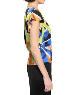 Mega Blooms Flutter Woven Top