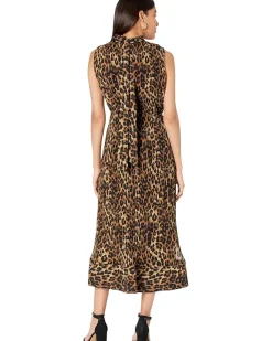 Meina Leopard Print Pleated Dress
