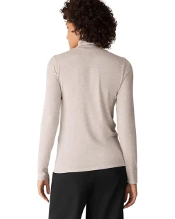 Melange Sheer Knit Turtle Neck Top