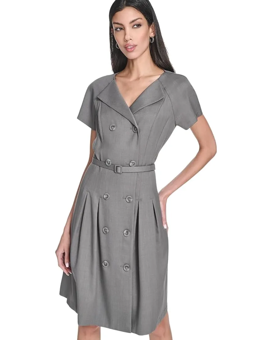 Melange Suiting Belted Aline