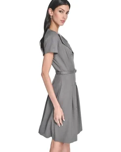 Melange Suiting Belted Aline