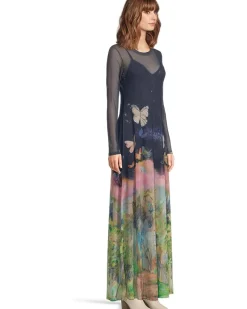 Mesh Long Sleeve Maxi Dress (slip)- Aurelius