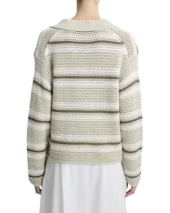 Mesh Stripe Button Polo