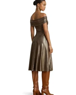 Metallic Off-The-Shoulder Cocktail Dress
