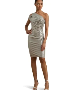 Metallic One-Shoulder Cocktail Dress