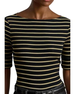 Metallic Striped Boatneck Tee