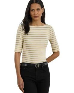 Metallic Striped Boatneck Tee