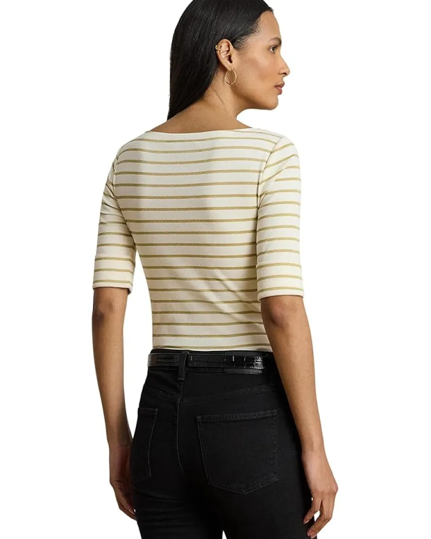 Metallic Striped Boatneck Tee