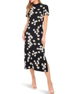 Midi Floral Jaquard Knit Dress