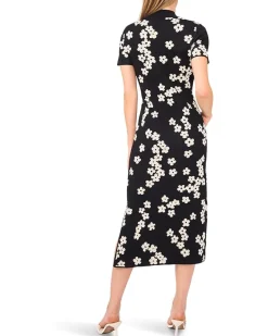 Midi Floral Jaquard Knit Dress