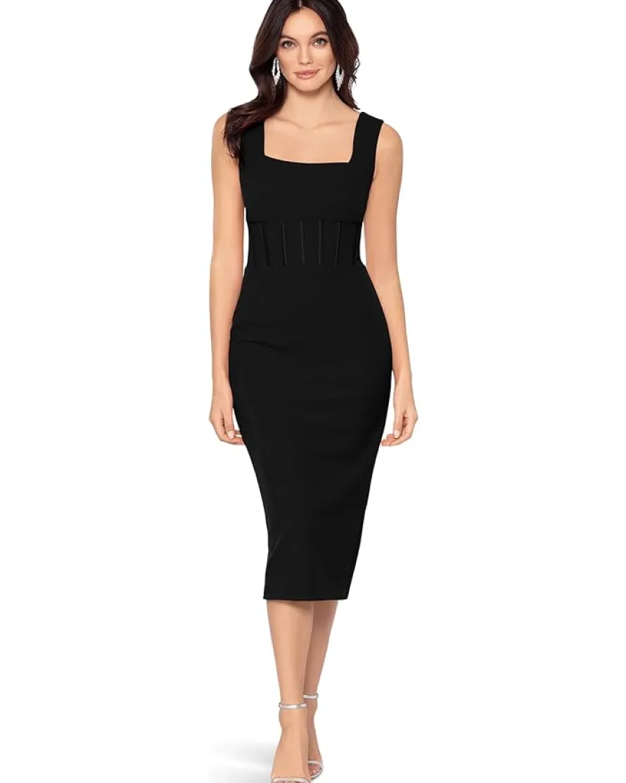 Midi Scuba Crepe Corset Bone