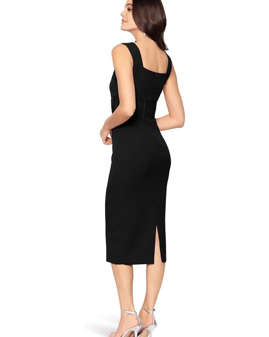 Midi Scuba Crepe Corset Bone