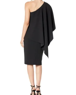 Midi Scuba Crepe One Shoulder Cape