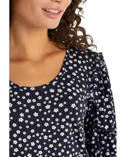 Mid-length Ruffle Sleeve Scoop Neck Knit Top