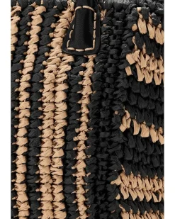 Mini Black And White Straw Tote