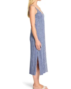 Mixed Strip V-neck Tank Dress