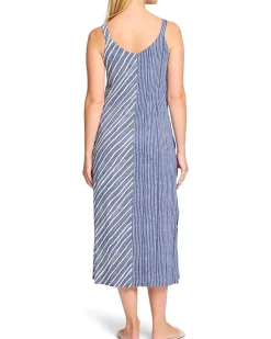 Mixed Strip V-neck Tank Dress