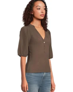 Mixy V Neck Puff Tee