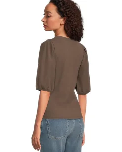 Mixy V Neck Puff Tee