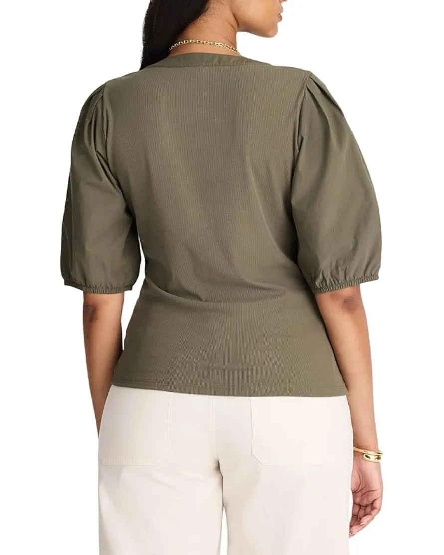 Mixy V Neck Puff Tee