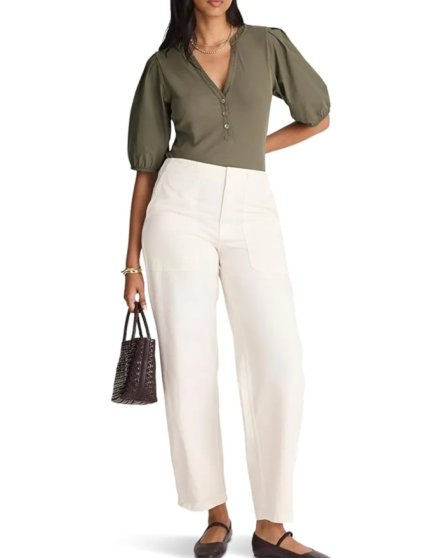 Mixy V Neck Puff Tee