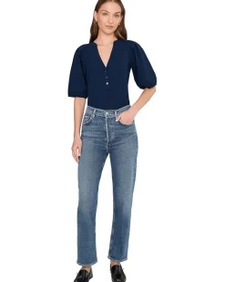 Mixy V-Neck Puff Tee