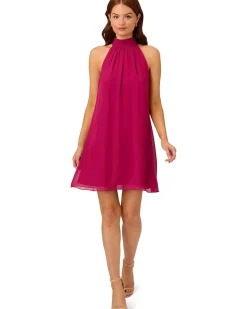 Mockneck Chiffon Jersey Dress