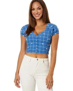 Monika Top with Blue Windowpane