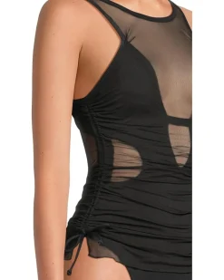 Muse Macie High Neck Mesh Overlay One Piece