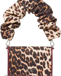 Natasha Downtown Leopard Fabric Card Case Crossbody With Scrunch Strap