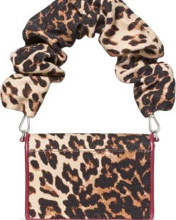 Natasha Downtown Leopard Fabric Card Case Crossbody With Scrunch Strap