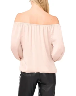 Off Shoulder Long Sleeve Blouse W Tie