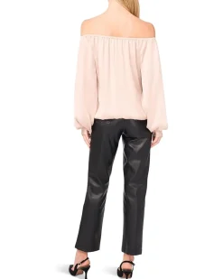 Off Shoulder Long Sleeve Blouse W Tie