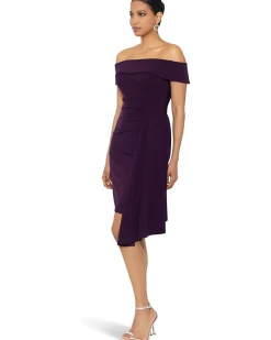 Off-the-Shoulder Scuba Crepe with Drape